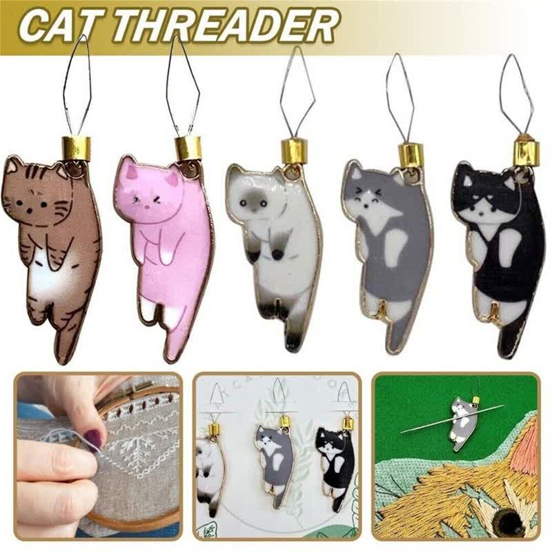 Cat Needle Threader Mini Cute Magnetic Needle Minder Sewing Threading Guide Tool - image 1
