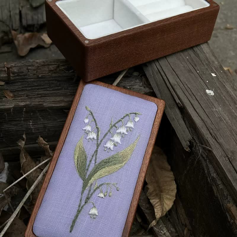 Wooden Jewelry Box - Lily of the Valley Embroidery Kit For Beginners| DIY Needle Art Kit - image 0