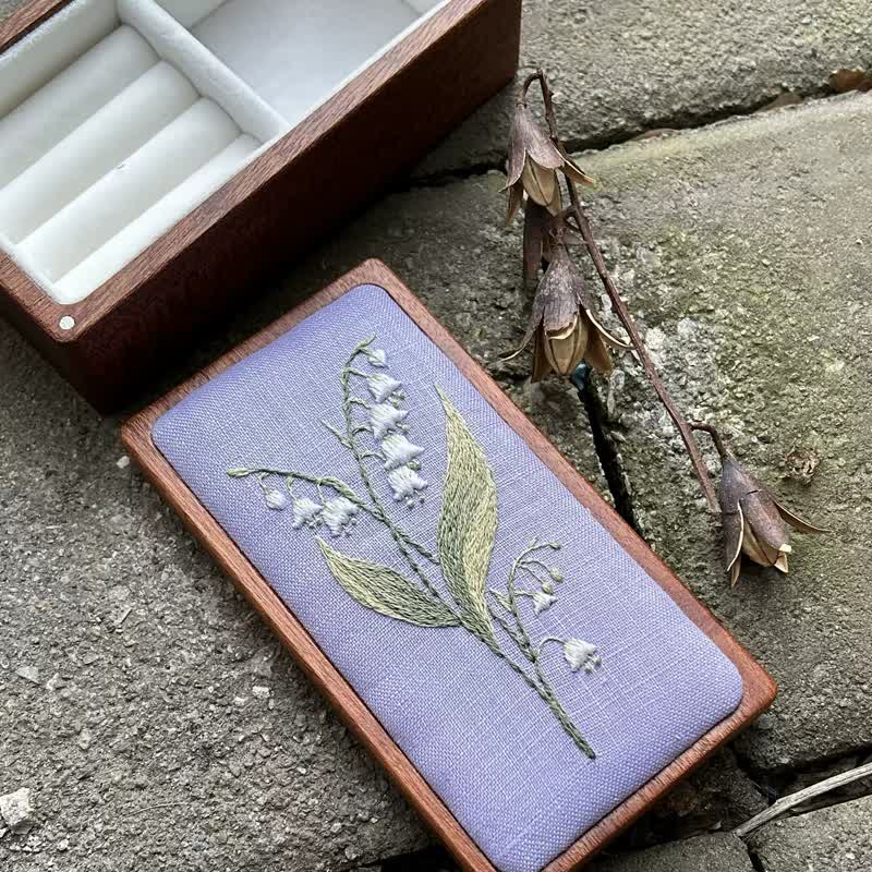 Wooden Jewelry Box - Lily of the Valley Embroidery Kit For Beginners| DIY Needle Art Kit - image 5