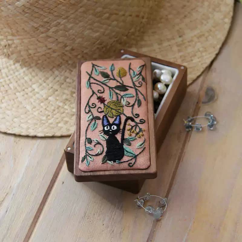 Wooden Jewelry Box - Magic Forest Black Cat Embroidery Kit For Beginners| DIY Needle Art Kit - image 2