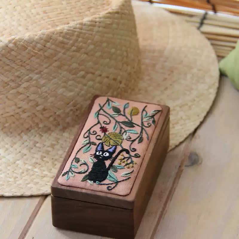 Wooden Jewelry Box - Magic Forest Black Cat Embroidery Kit For Beginners| DIY Needle Art Kit - image 3