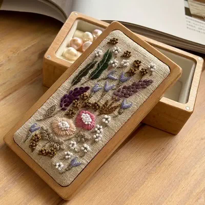 Wooden Jewelry Box - Flower Embroidery Kit For Beginners| DIY Needle Art Kit - image 0