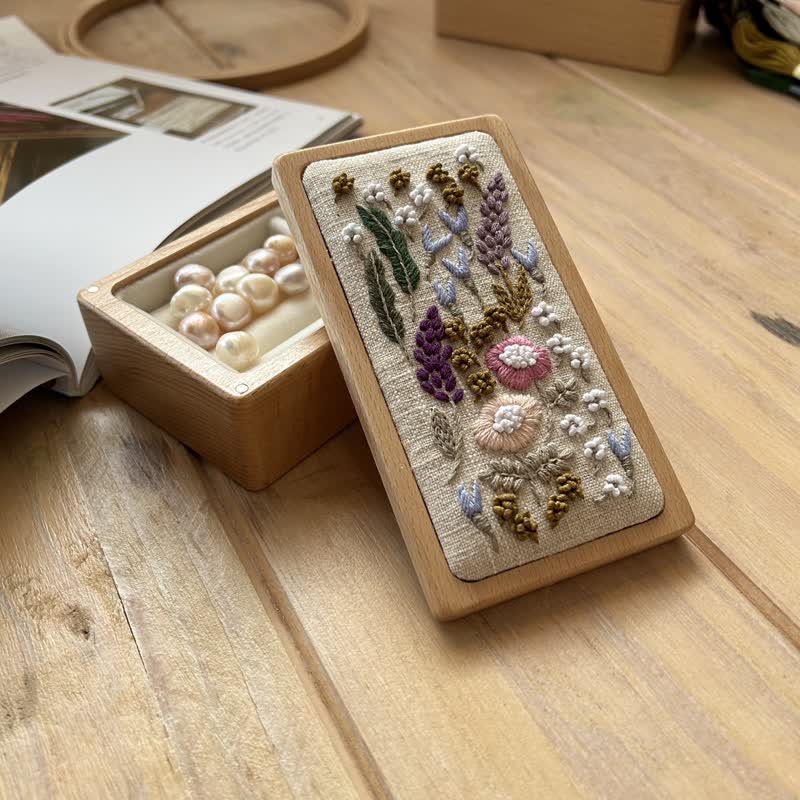 Wooden Jewelry Box - Flower Embroidery Kit For Beginners| DIY Needle Art Kit - image 5