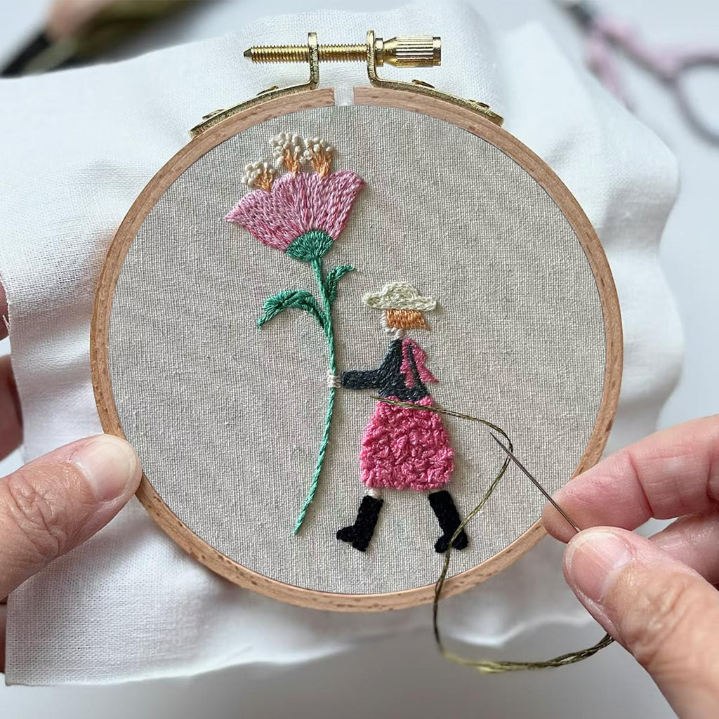 Rubbyoo Embroidery Kit-Pink Flowers Girl| Cozy Crafts Diy Kit For Women - image 3