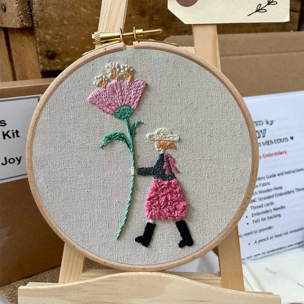 Rubbyoo Embroidery Kit-Pink Flowers Girl| Cozy Crafts Diy Kit For Women - image 6