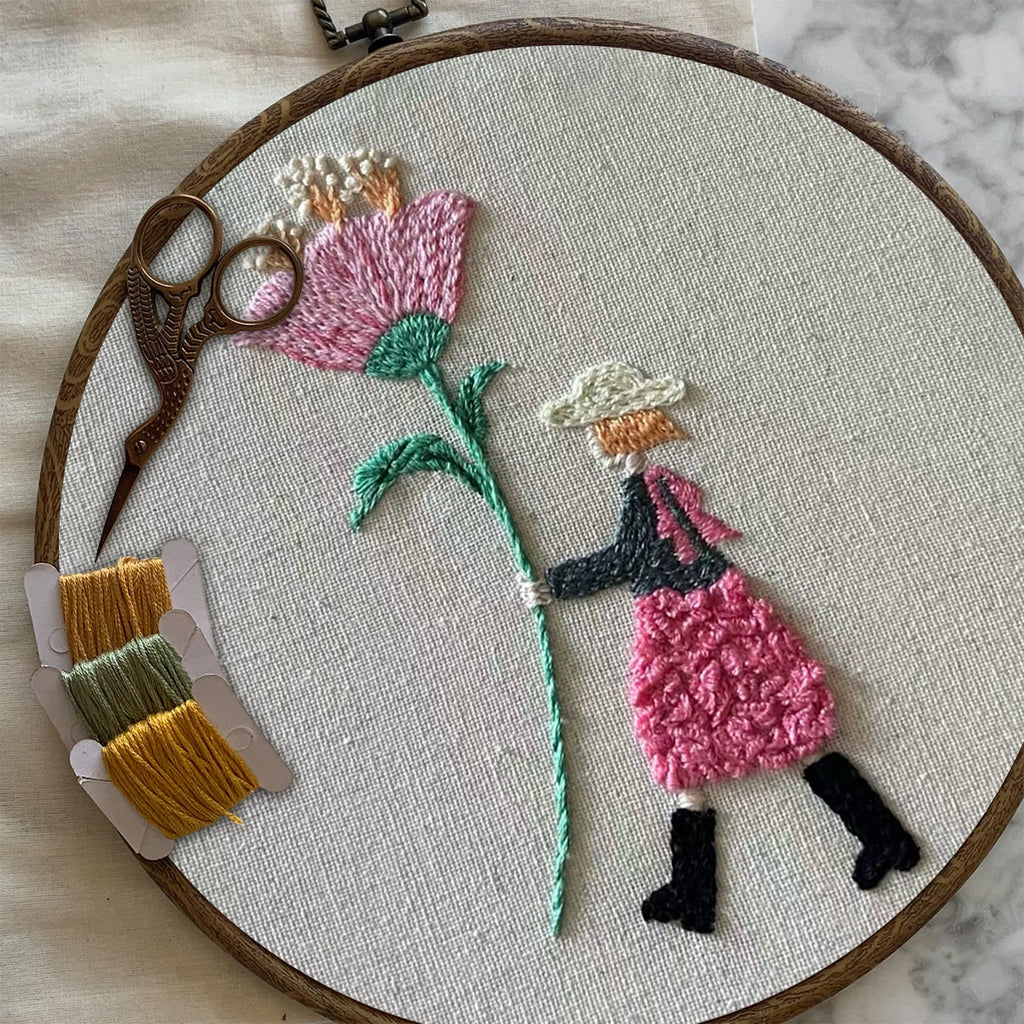 Rubbyoo Embroidery Kit-Pink Flowers Girl| Cozy Crafts Diy Kit For Women - image 7