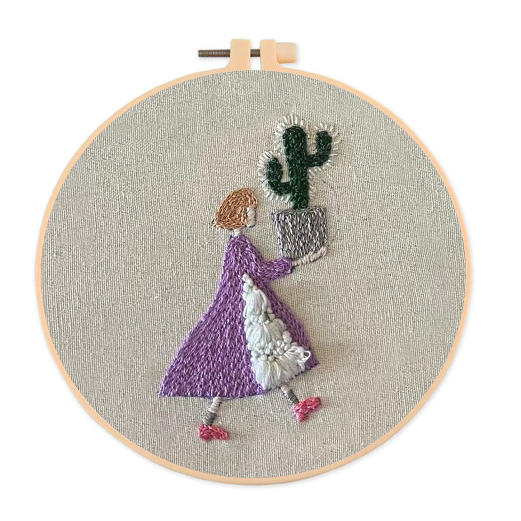 Rubbyoo Embroidery Kit-Cactus Girl | Cozy Crafts Diy Kit For Women - image 0