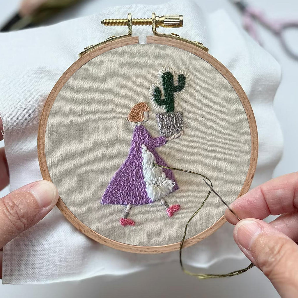 Rubbyoo Embroidery Kit-Cactus Girl | Cozy Crafts Diy Kit For Women - image 3