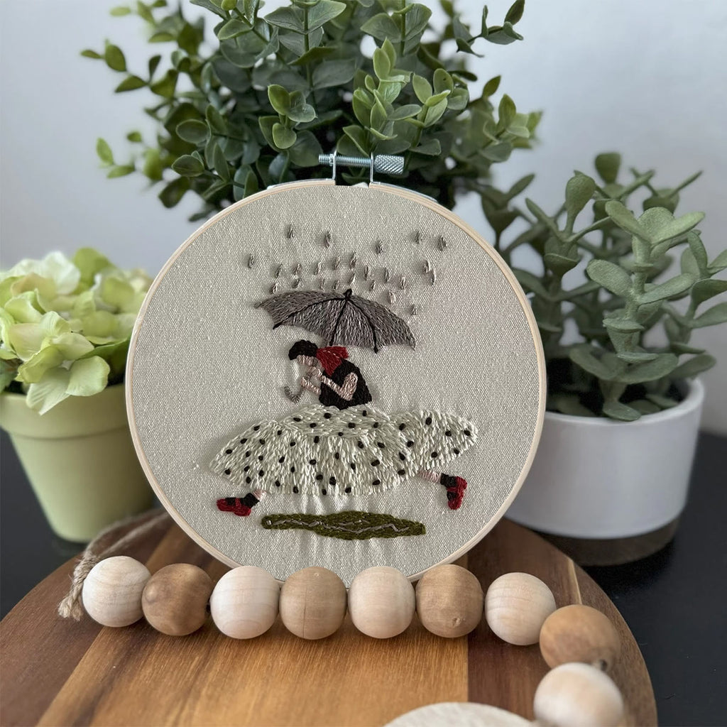 Rubbyoo Embroidery Kit- Shelter From The Rain | Cozy Crafts Diy Kit For Women - image 2