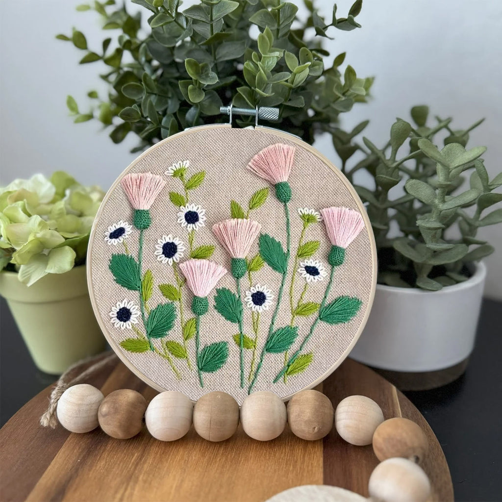 Rubbyoo Embroidery Kit- Pink Floral Pattern | Embroidery Kit For Beginner,Modern  Embroidery - image 2