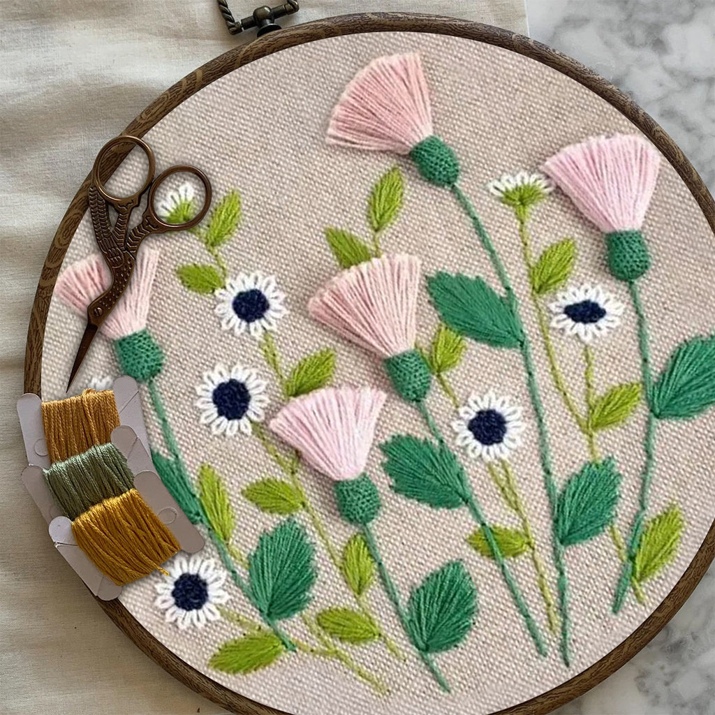 Rubbyoo Embroidery Kit- Pink Floral Pattern | Embroidery Kit For Beginner,Modern  Embroidery - image 5