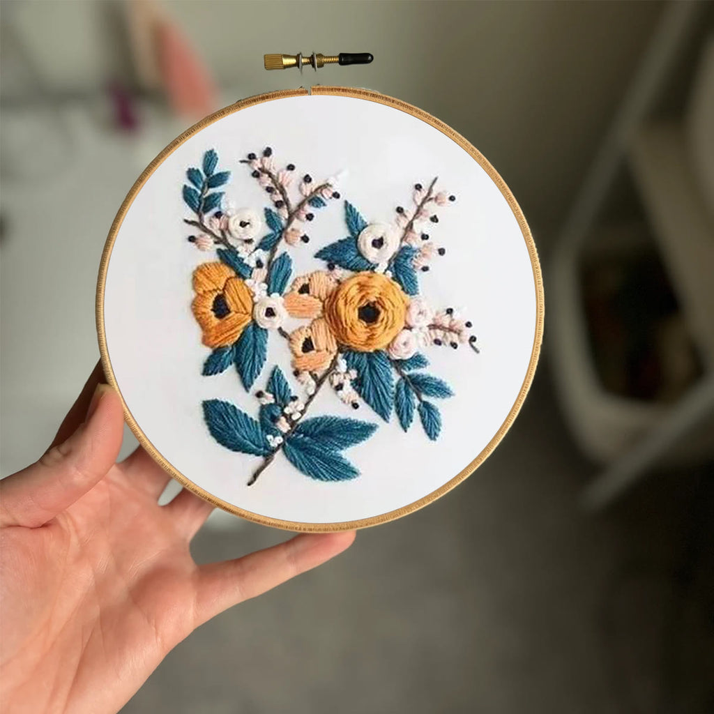 Rubbyoo Embroidery Kit- Modern Flower Design 2 | Diy Craft Kits,Hand Stitch,For Craft Lover - image 1