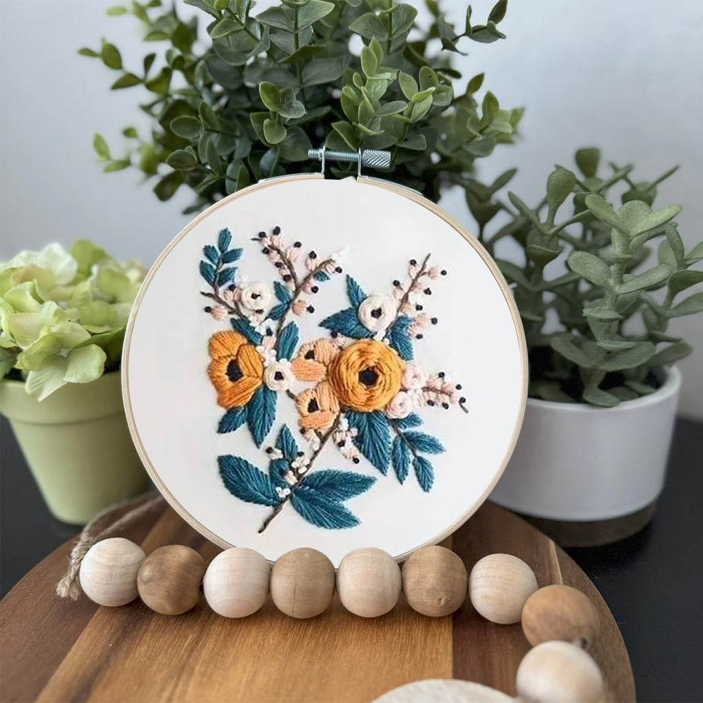 Rubbyoo Embroidery Kit- Modern Flower Design 2 | Diy Craft Kits,Hand Stitch,For Craft Lover - image 3