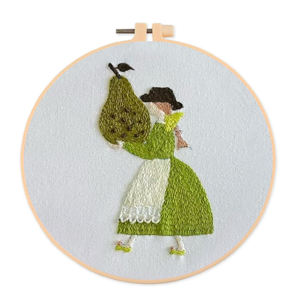 Rubbyoo Embroidery Kit- Pear Girl | Cozy Crafts Diy Kit For Women - image 0