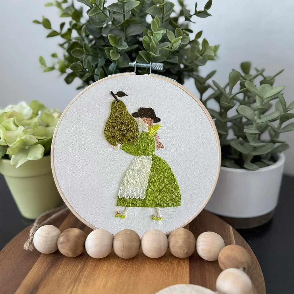Rubbyoo Embroidery Kit- Pear Girl | Cozy Crafts Diy Kit For Women - image 2
