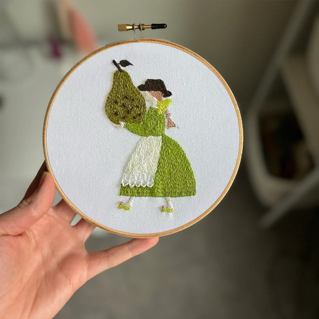 Rubbyoo Embroidery Kit- Pear Girl | Cozy Crafts Diy Kit For Women - image 1