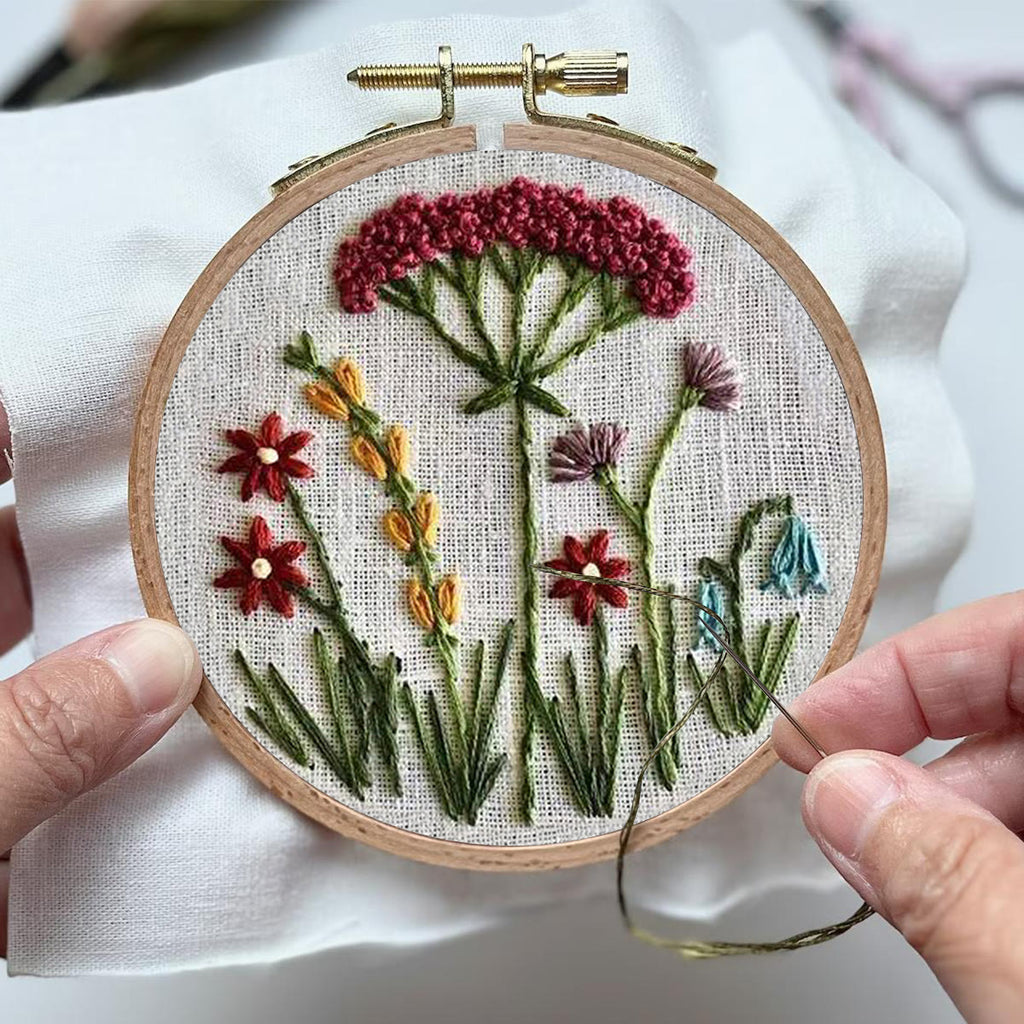 Rubbyoo Embroidery Kit- Red Floral  Pattern | Embroidery Kit For Beginner,Modern Embroidery,Cross Stitch - image 3