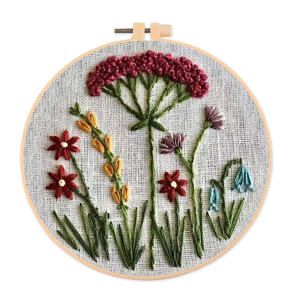Rubbyoo Embroidery Kit- Red Floral  Pattern | Embroidery Kit For Beginner,Modern Embroidery,Cross Stitch - image 0