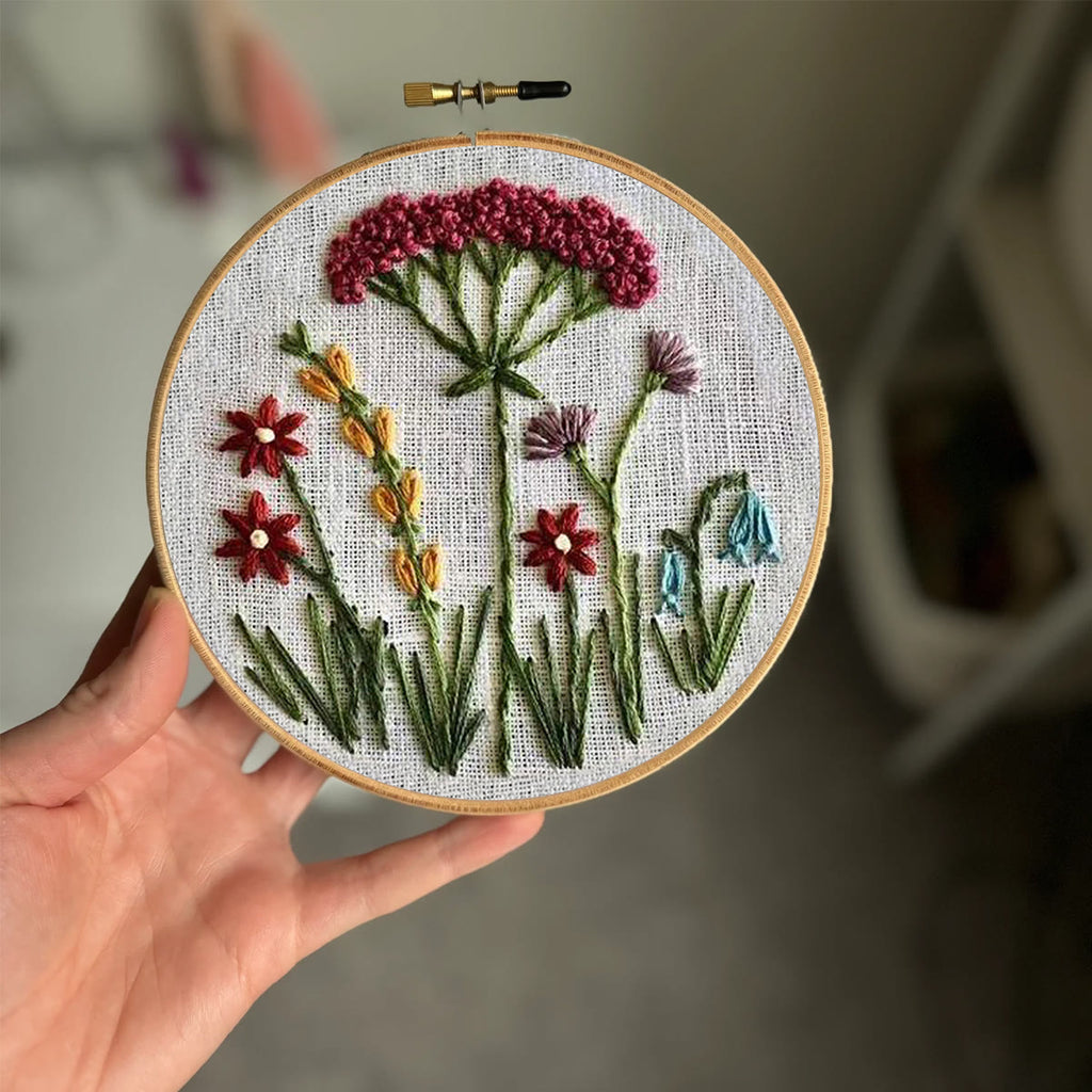 Rubbyoo Embroidery Kit- Red Floral  Pattern | Embroidery Kit For Beginner,Modern Embroidery,Cross Stitch - image 1