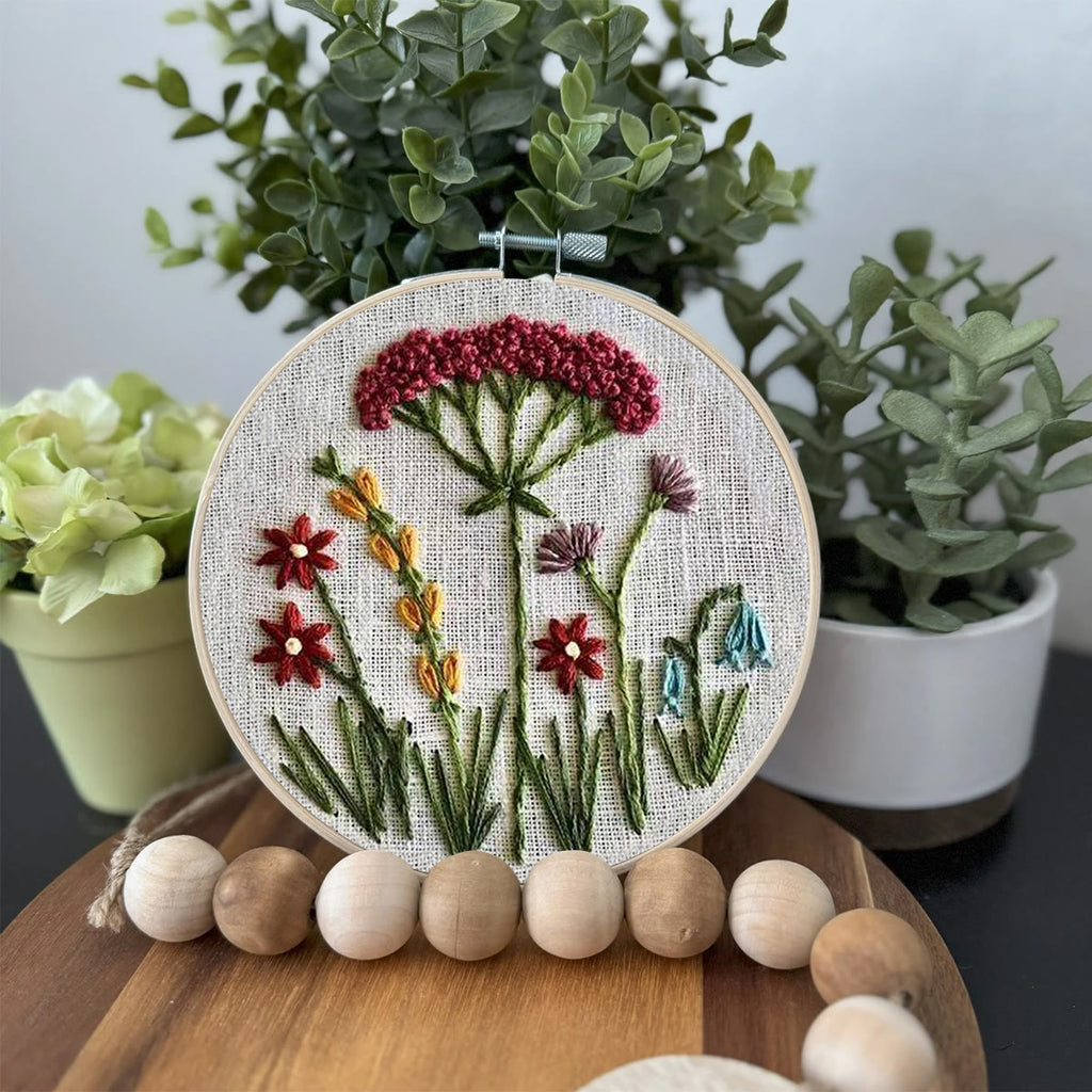 Rubbyoo Embroidery Kit- Red Floral  Pattern | Embroidery Kit For Beginner,Modern Embroidery,Cross Stitch - image 2