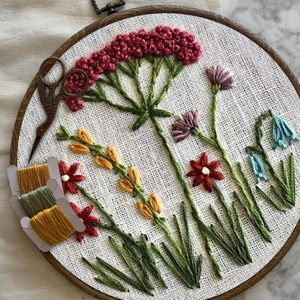 Rubbyoo Embroidery Kit- Red Floral  Pattern | Embroidery Kit For Beginner,Modern Embroidery,Cross Stitch - image 6