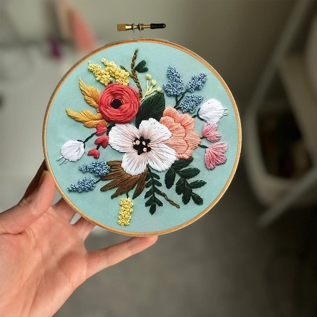 Rubbyoo Embroidery Kit- Modern Flower Design | Diy Craft Kits,Hand Stitch,For Craft Lover - image 1