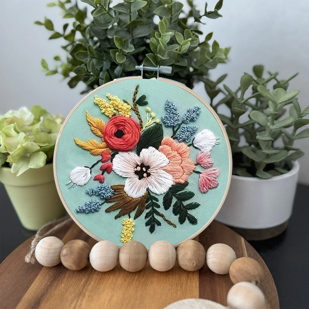 Rubbyoo Embroidery Kit- Modern Flower Design | Diy Craft Kits,Hand Stitch,For Craft Lover - image 3