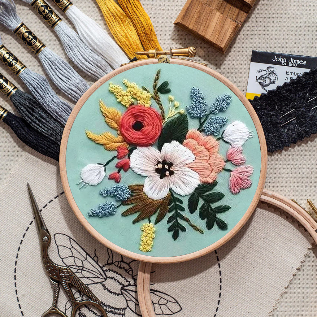 Rubbyoo Embroidery Kit- Modern Flower Design | Diy Craft Kits,Hand Stitch,For Craft Lover - image 8