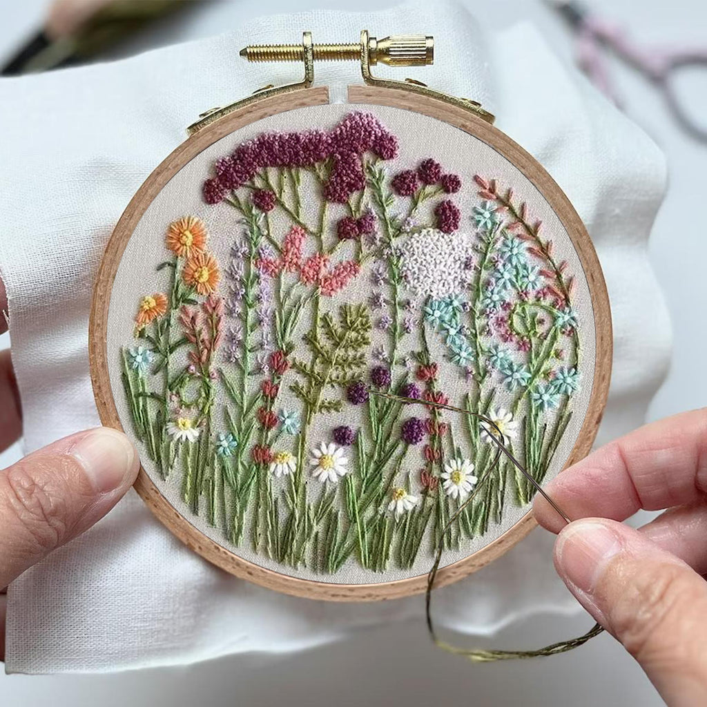 Rubbyoo Embroidery Kit- Cloroful Flower  Pattern | Embroidery Kit For Beginner,Modern Embroidery,Cross Stitch - image 3