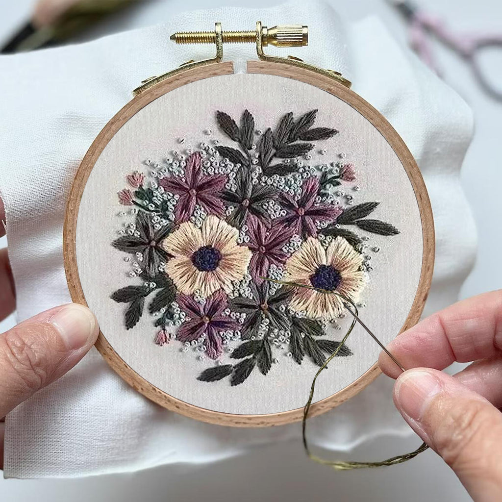 Rubbyoo Embroidery Kit- Purple Flower Design | Diy Craft Kits,Hand Stitch,For Craft Lover - image 3