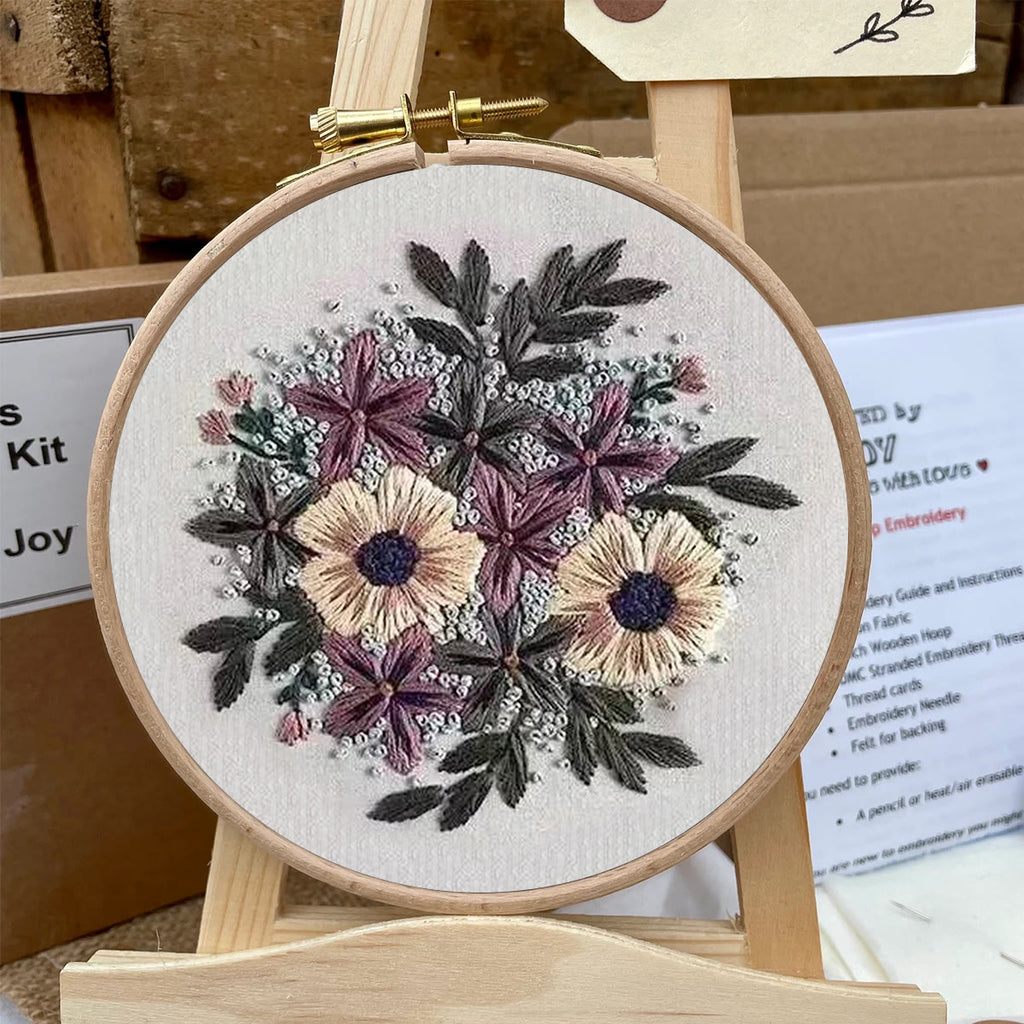 Rubbyoo Embroidery Kit- Purple Flower Design | Diy Craft Kits,Hand Stitch,For Craft Lover - image 4