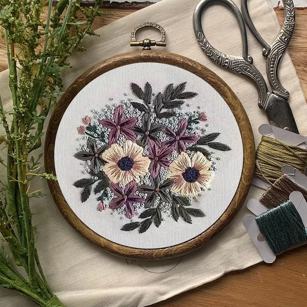 Rubbyoo Embroidery Kit- Purple Flower Design | Diy Craft Kits,Hand Stitch,For Craft Lover - image 6