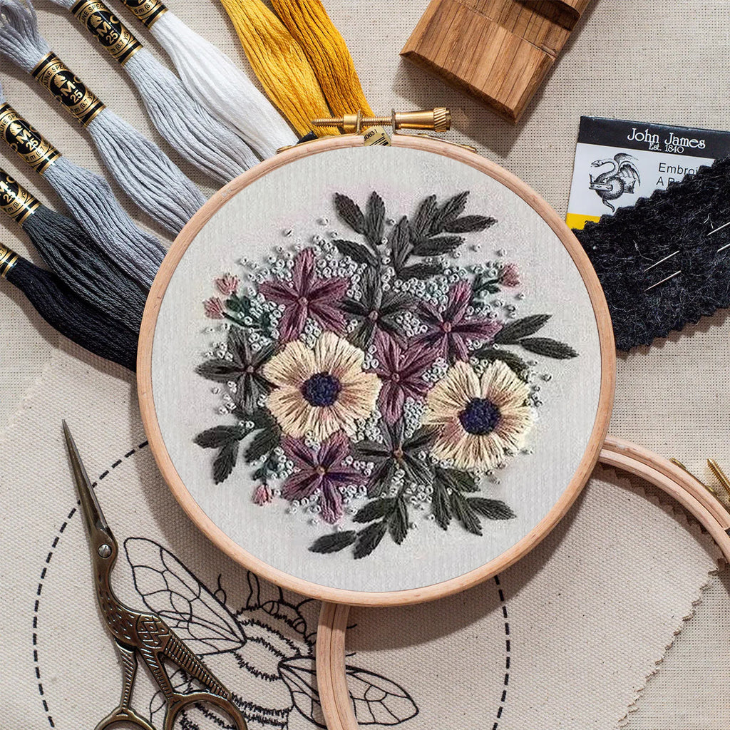 Rubbyoo Embroidery Kit- Purple Flower Design | Diy Craft Kits,Hand Stitch,For Craft Lover - image 7
