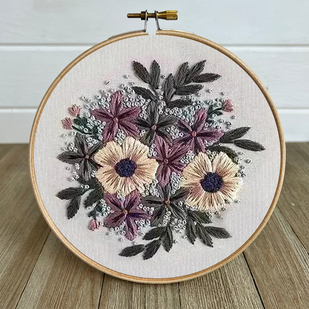 Rubbyoo Embroidery Kit- Purple Flower Design | Diy Craft Kits,Hand Stitch,For Craft Lover - image 8