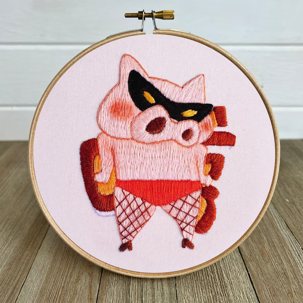 Rubbyoo Embroidery Kit- Funny Pig| Diy Kit For Starter  Hand Stitch - image 4
