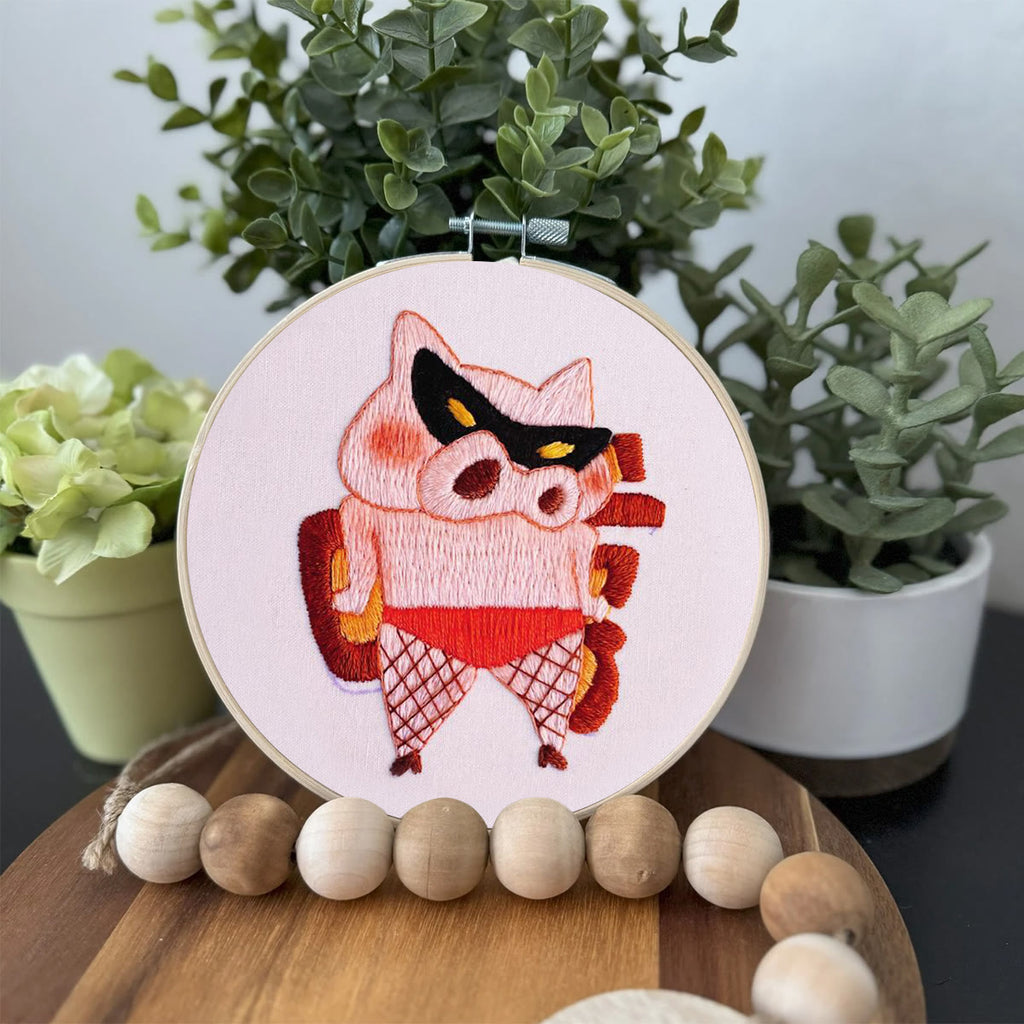 Rubbyoo Embroidery Kit- Funny Pig| Diy Kit For Starter  Hand Stitch - image 3