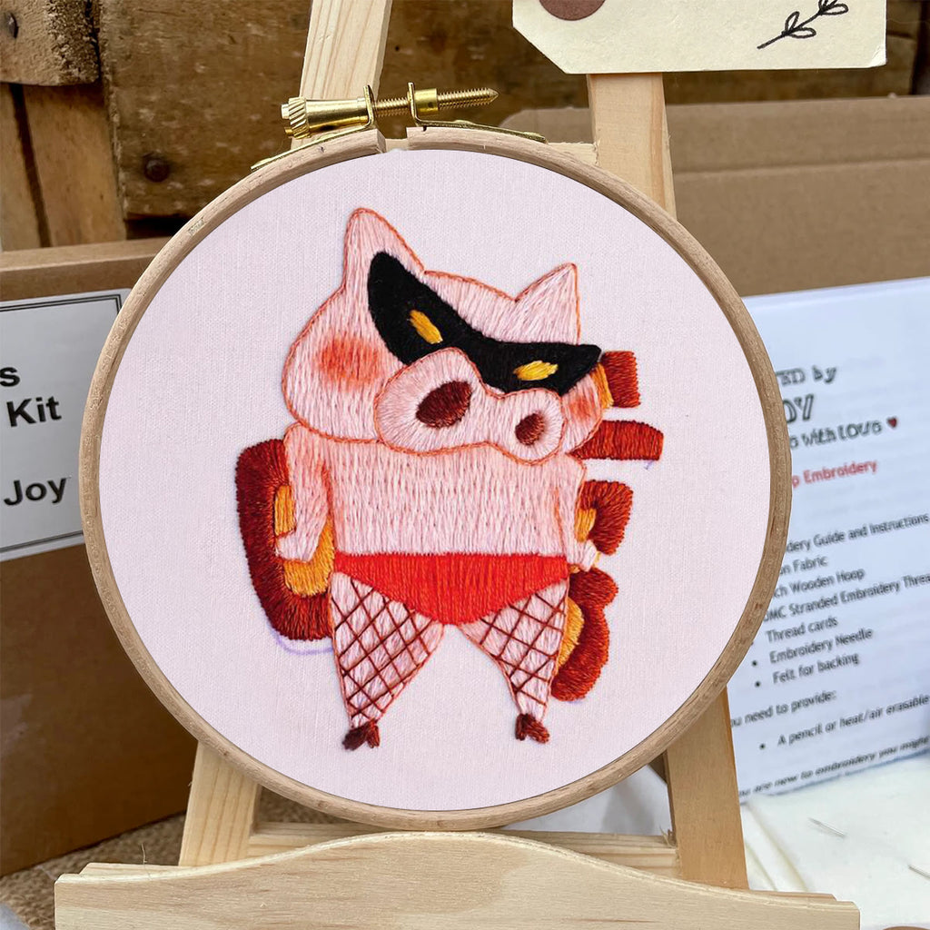 Rubbyoo Embroidery Kit- Funny Pig| Diy Kit For Starter  Hand Stitch - image 5