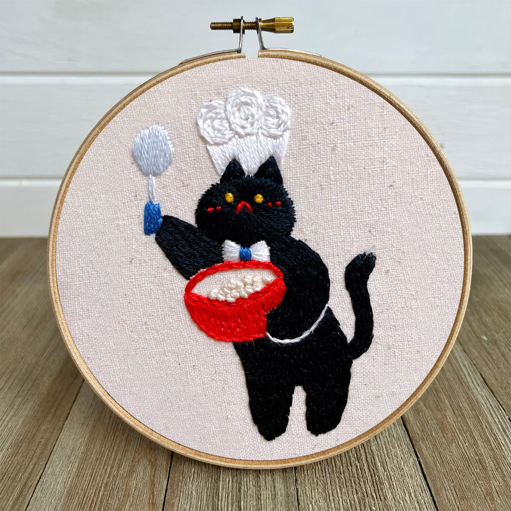 Rubbyoo Embroidery Kit- Black Cat Chef | Diy Kit For Starter  Hand Stitch - image 4