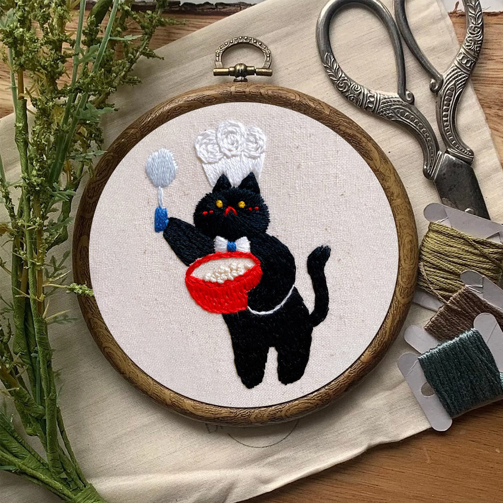 Rubbyoo Embroidery Kit- Black Cat Chef | Diy Kit For Starter  Hand Stitch - image 7