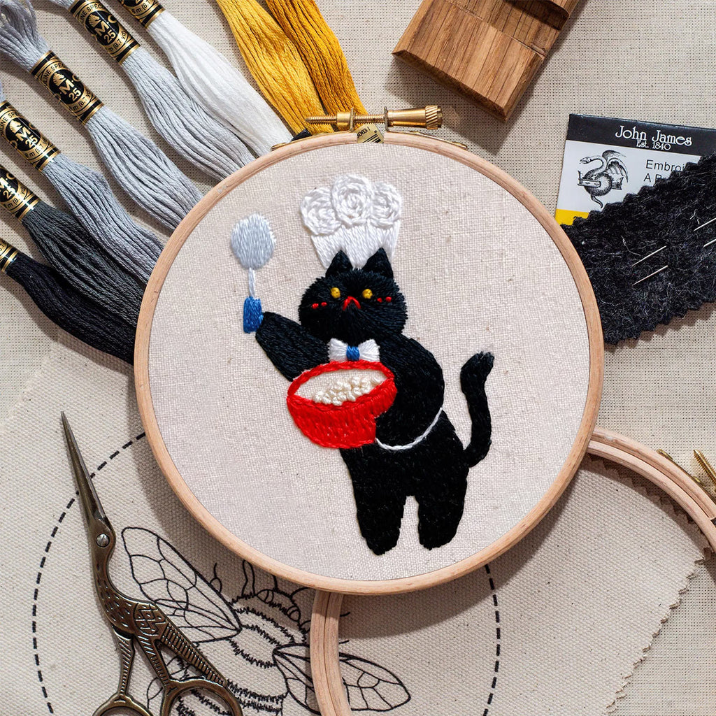 Rubbyoo Embroidery Kit- Black Cat Chef | Diy Kit For Starter  Hand Stitch - image 8