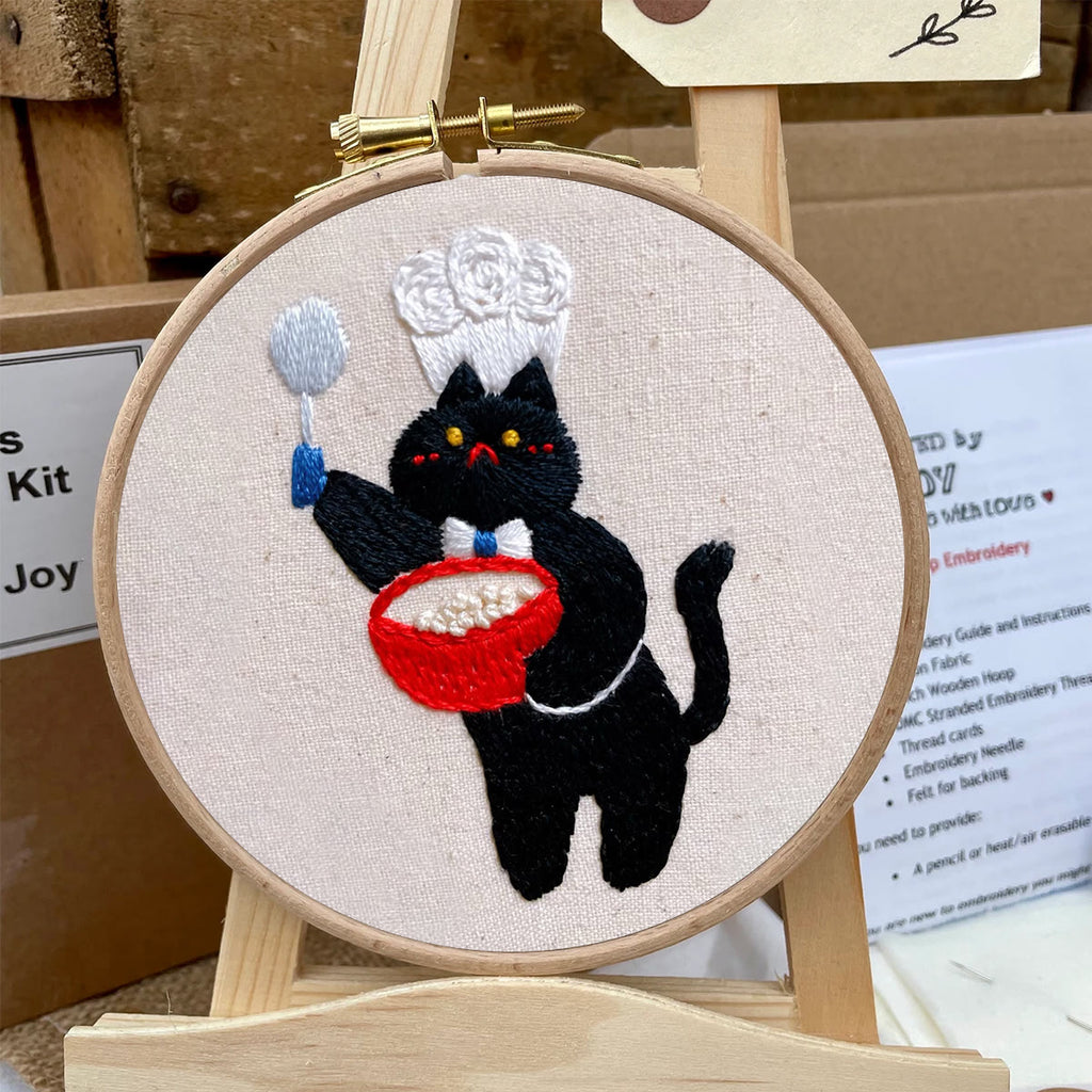 Rubbyoo Embroidery Kit- Black Cat Chef | Diy Kit For Starter  Hand Stitch - image 5