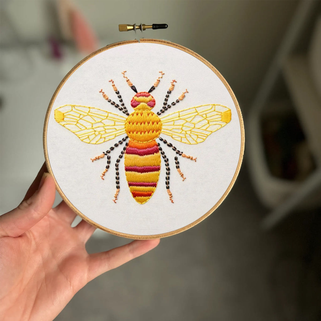Rubbyoo Embroidery Kit- Yellow Bee | Diy Craft Kits  For Beginners - image 1