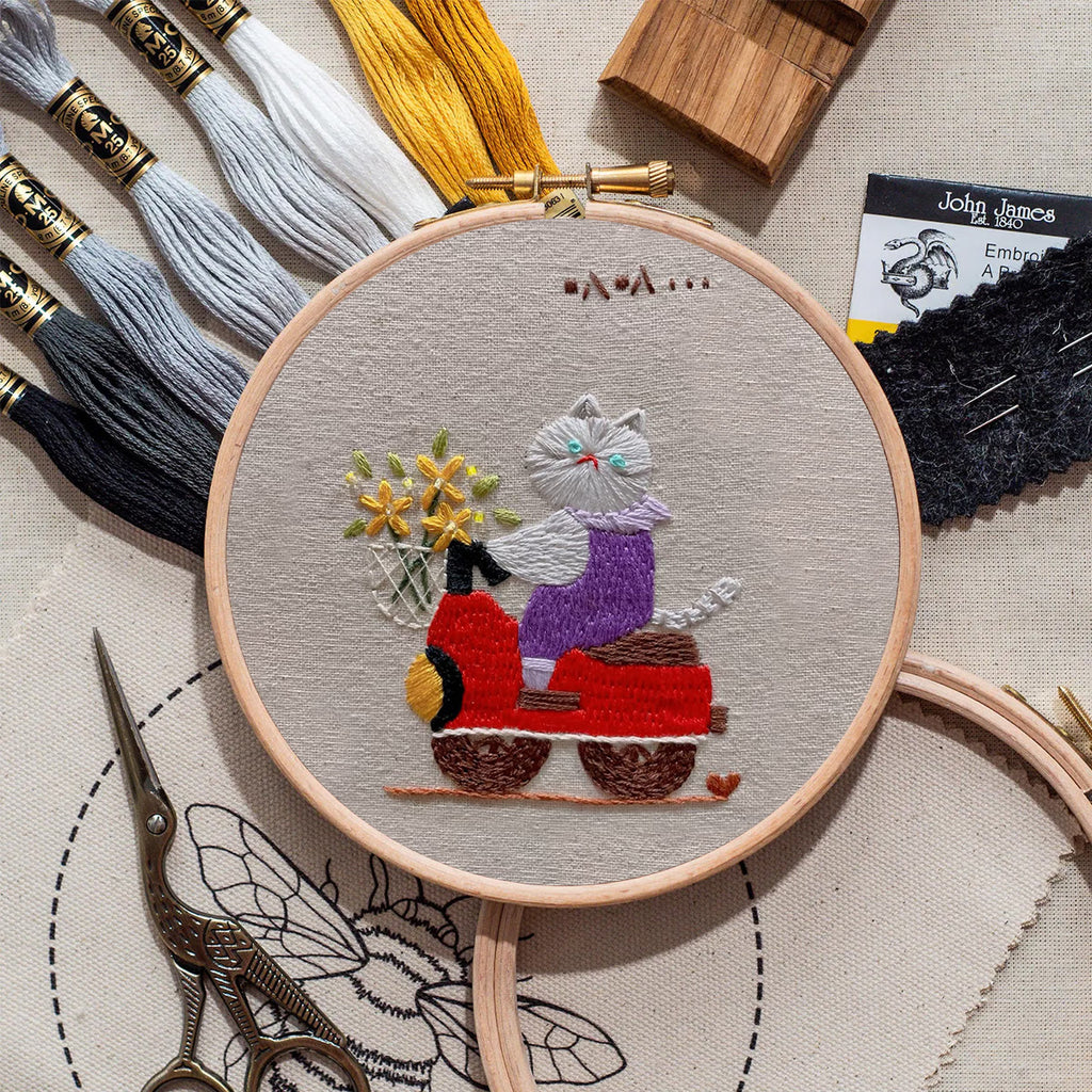 Rubbyoo Embroidery Kit- Driving cat| Diy Kit For Starter  Hand Stitch - image 8