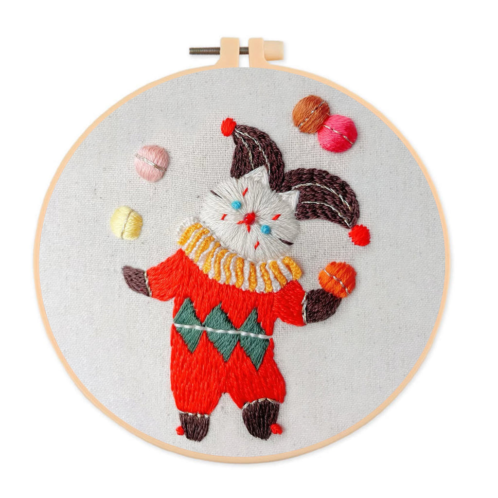 Rubbyoo Embroidery Kit- Circus White Cat| Diy Kit For Starter  Hand Stitch - image 0