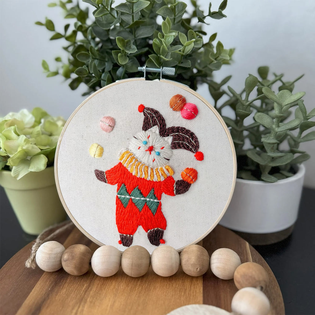 Rubbyoo Embroidery Kit- Circus White Cat| Diy Kit For Starter  Hand Stitch - image 2