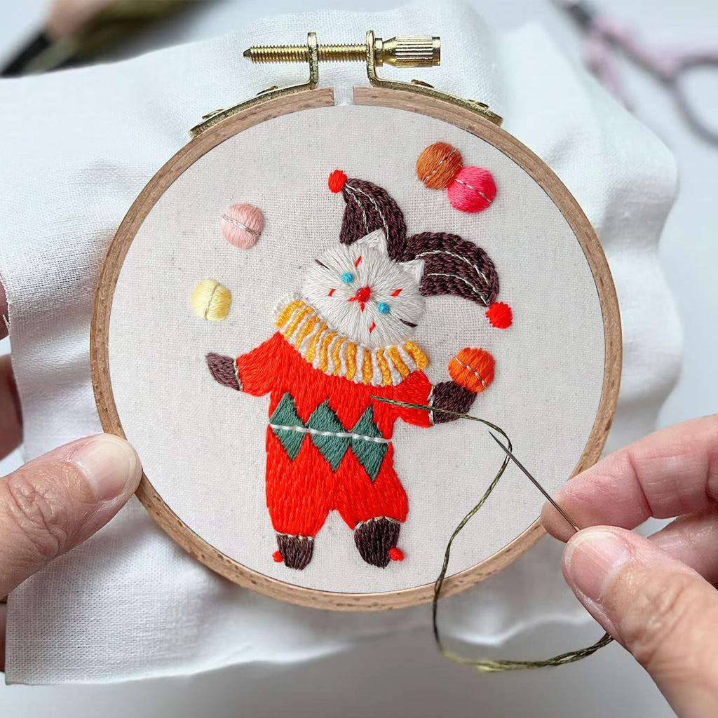 Rubbyoo Embroidery Kit- Circus White Cat| Diy Kit For Starter  Hand Stitch - image 3