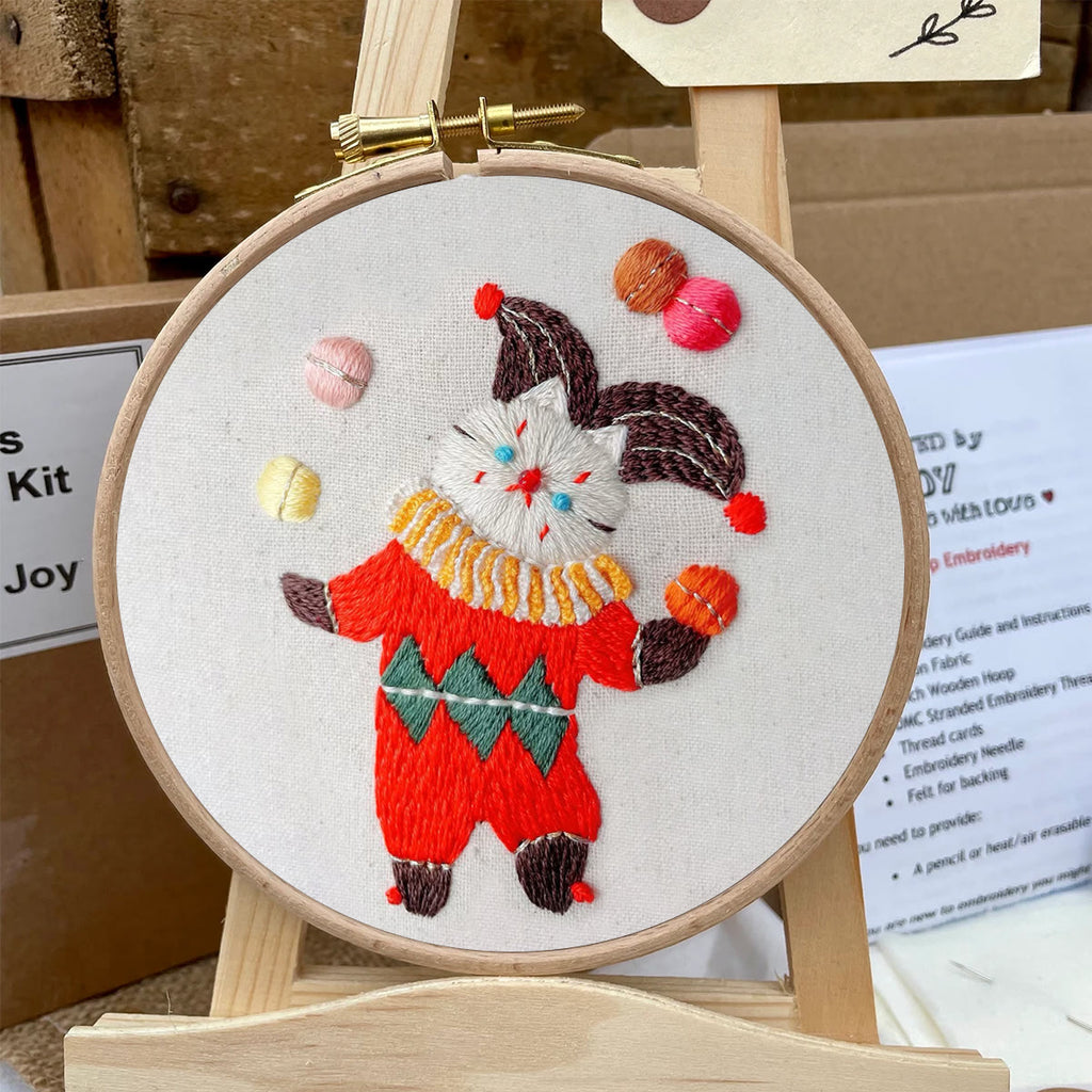 Rubbyoo Embroidery Kit- Circus White Cat| Diy Kit For Starter  Hand Stitch - image 5