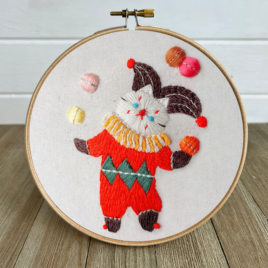 Rubbyoo Embroidery Kit- Circus White Cat| Diy Kit For Starter  Hand Stitch - image 4