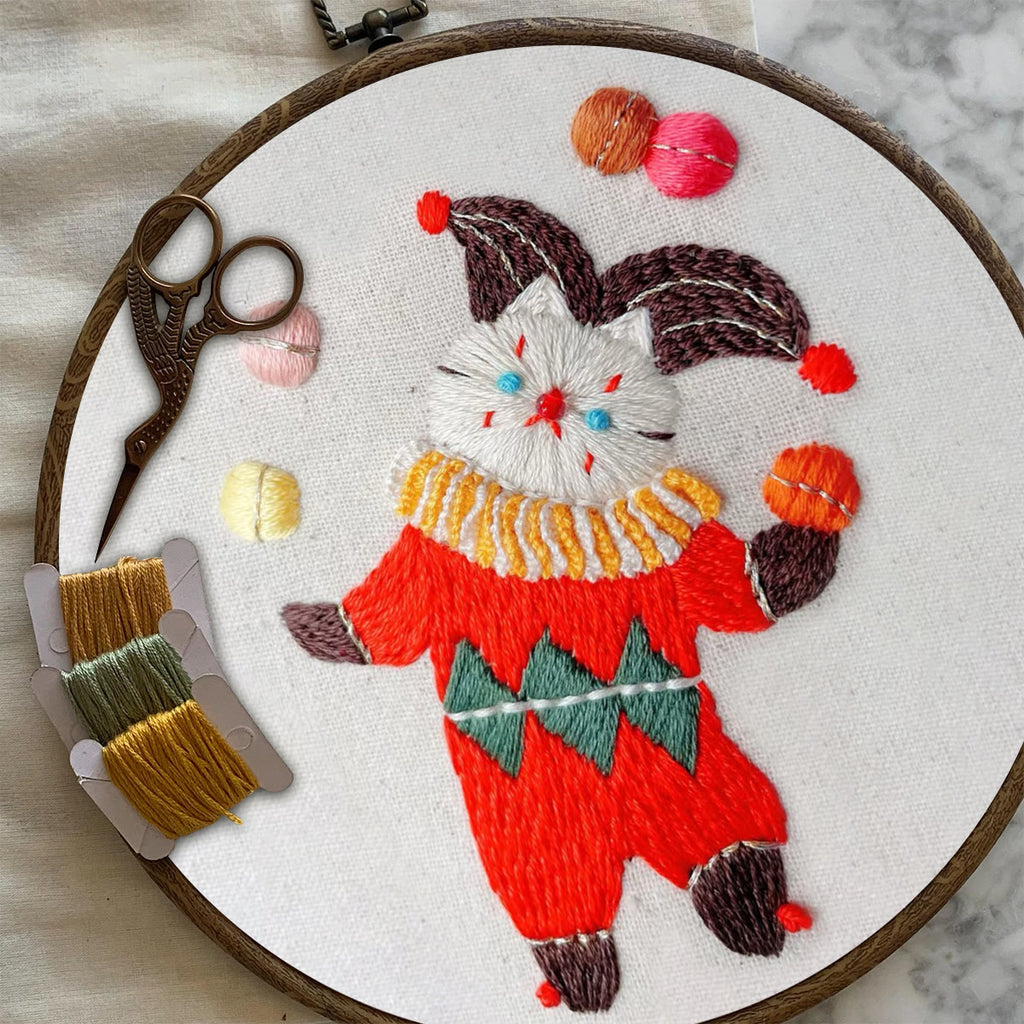 Rubbyoo Embroidery Kit- Circus White Cat| Diy Kit For Starter  Hand Stitch - image 6