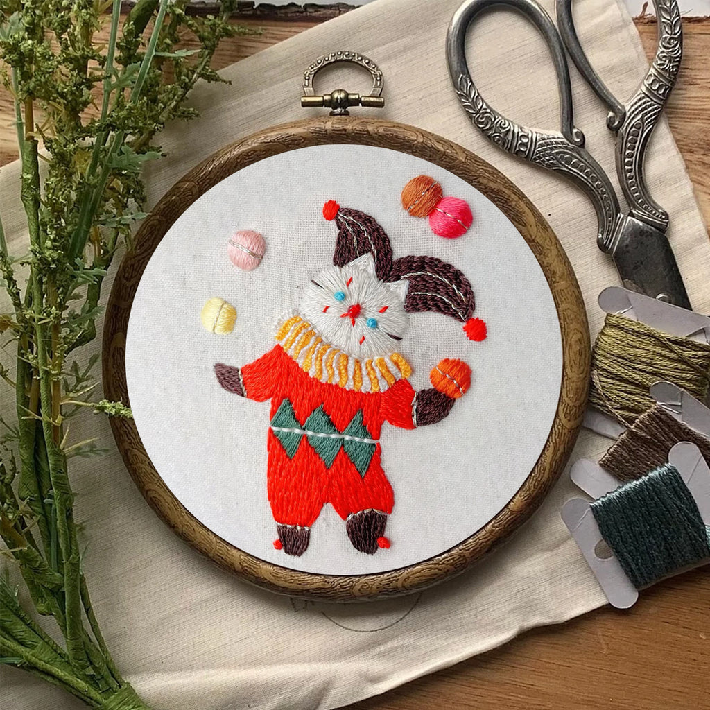 Rubbyoo Embroidery Kit- Circus White Cat| Diy Kit For Starter  Hand Stitch - image 7